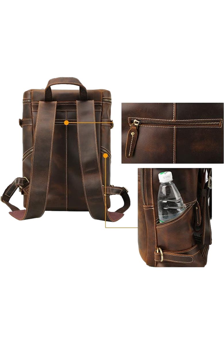STEEL HORSE LEATHER The Raoul Backpack | Handmade Vintage Leather Backpack, Alternate, color, Dark Brown