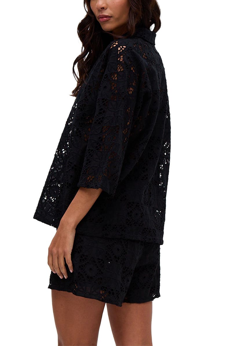 Raffya Shelli All Over Broderie Anglaise Shirt, Alternate, color, Black