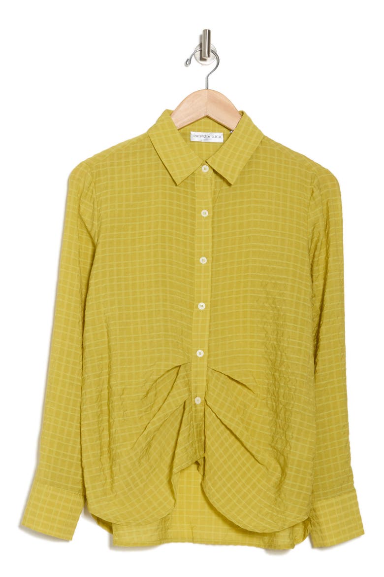 Ruched Long Sleeve Button-Up Shirt, Alternate, color, MUSTARD