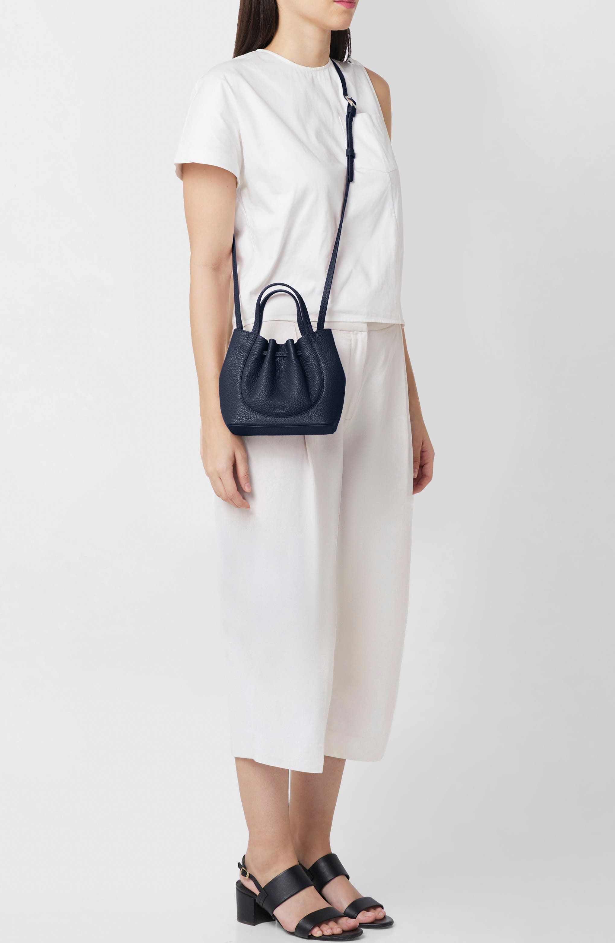 Katrina Mini Leather Tote, Alternate, color, NAVY