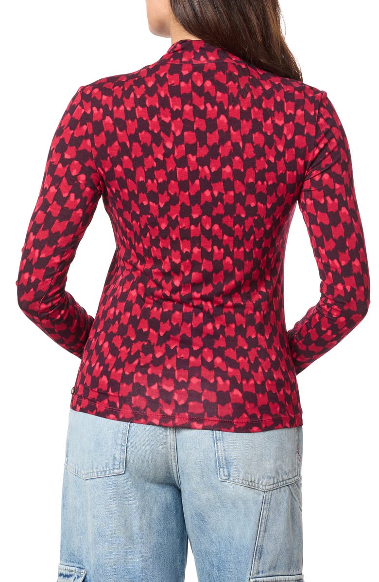 Scotch & Soda Ikat Checkerboard Mock Neck Top, Alternate, color, Ikat Checkerboard Pink