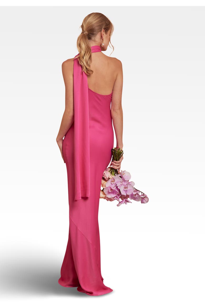 Cressida Satin Asymmetric Dress, Alternate, color, Hot Pink