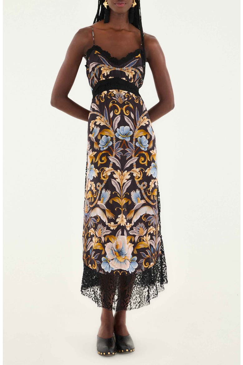Snake Garden Print Maxi Dress, Main, color, BLACK