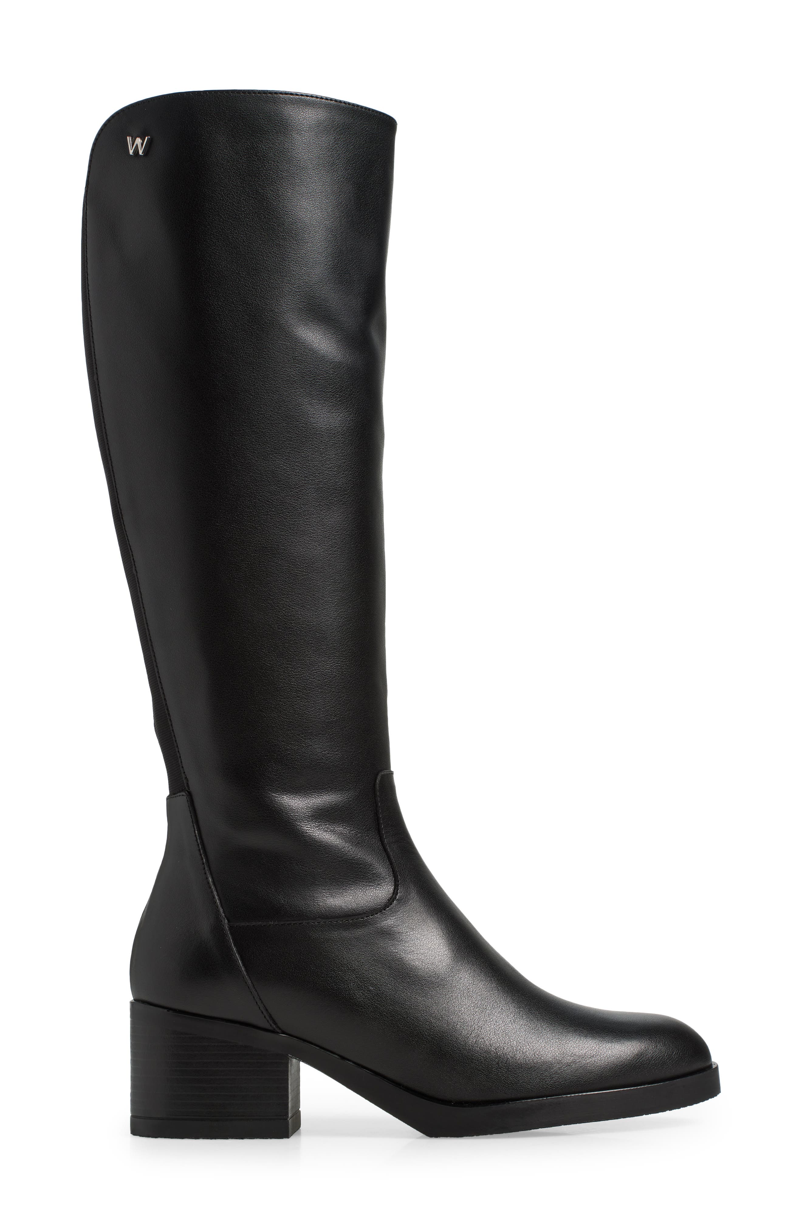 Wonders Classic Knee High Boot, Alternate, color, Black Leather