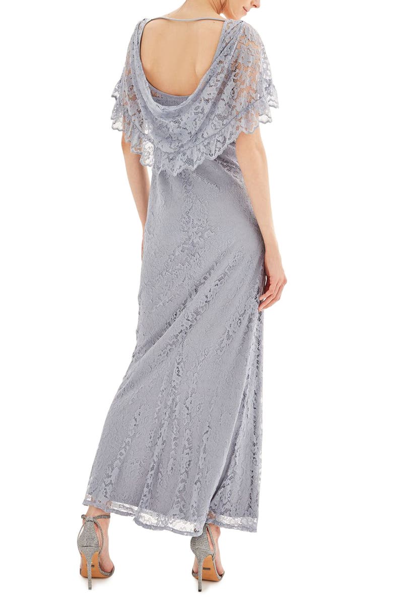 Topshop Bride Caped Gown, Alternate, color,