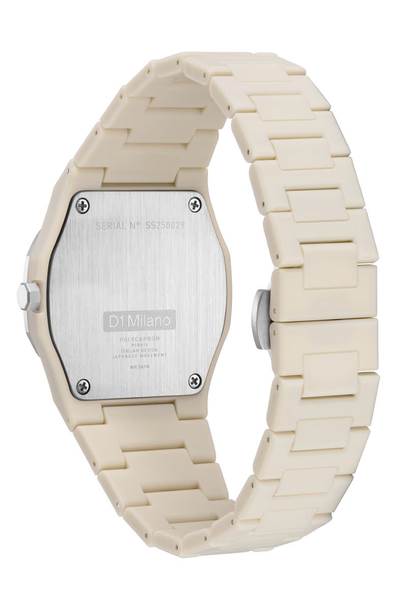 D1 Milano Grey Mesh Polycarbonate Bracelet Watch, 37mm, Alternate, color, Beige/ Light Grey