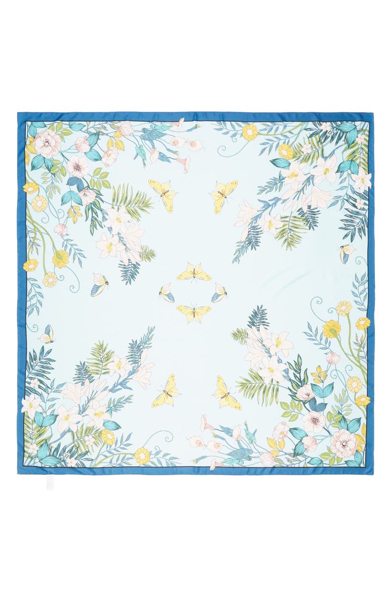 Tasha Butterfly Floral Scarf, Alternate, color, Blue Multi