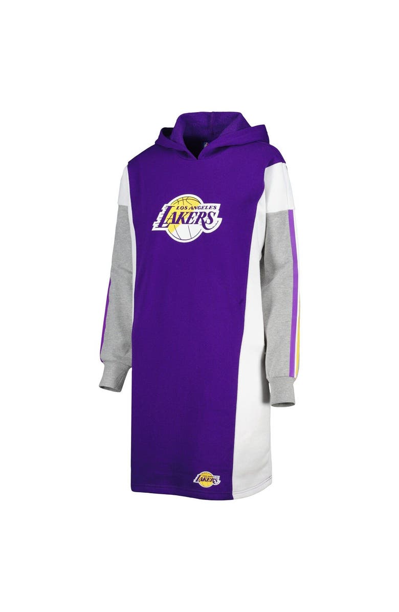 G-III 4HER BY CARL BANKS Women's G-III 4Her by Carl Banks Purple/White Los Angeles Lakers Bootleg Long Sleeve Hoodie T-Shirt Dress, Alternate, color, Purple