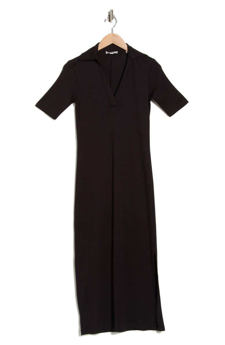 Vince Short Sleeve Polo Dress, Alternate, color, Black