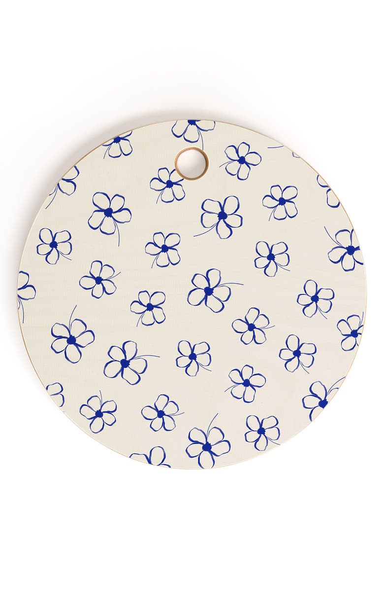 Deny Designs Blue Flowers Cutting Board, Main, color, Blue