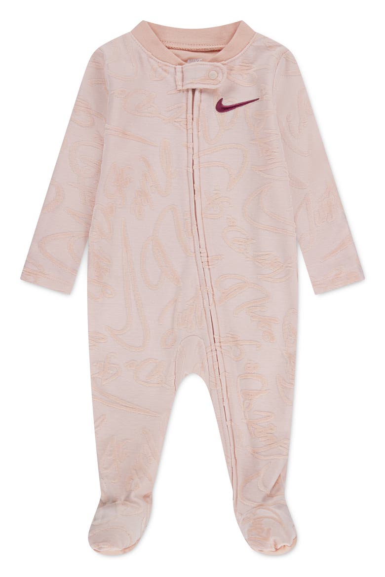 Swoosh Zip Footie, Main, color, WASHED CORAL