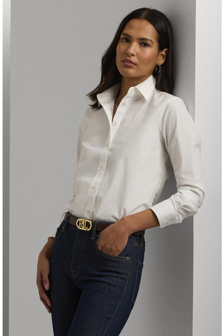 Easy Care Stretch Cotton Shirt, Alternate, color, WHITE