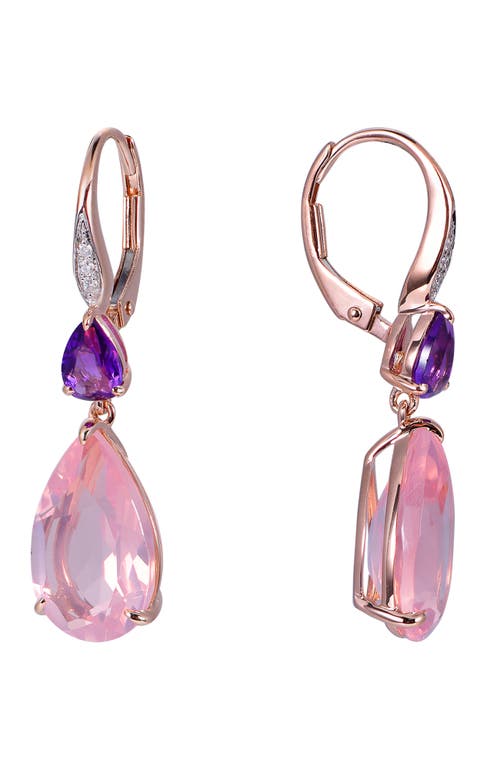 Kahn High Jewelry Rose Quartz And Amethyst Earrings With Diamonds In Pink & Purple