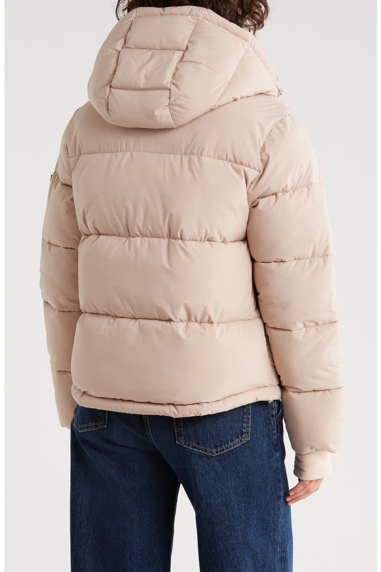 Missy Hooded Water Resistant Crop Puffer Jacket, Alternate, color, PUTTY