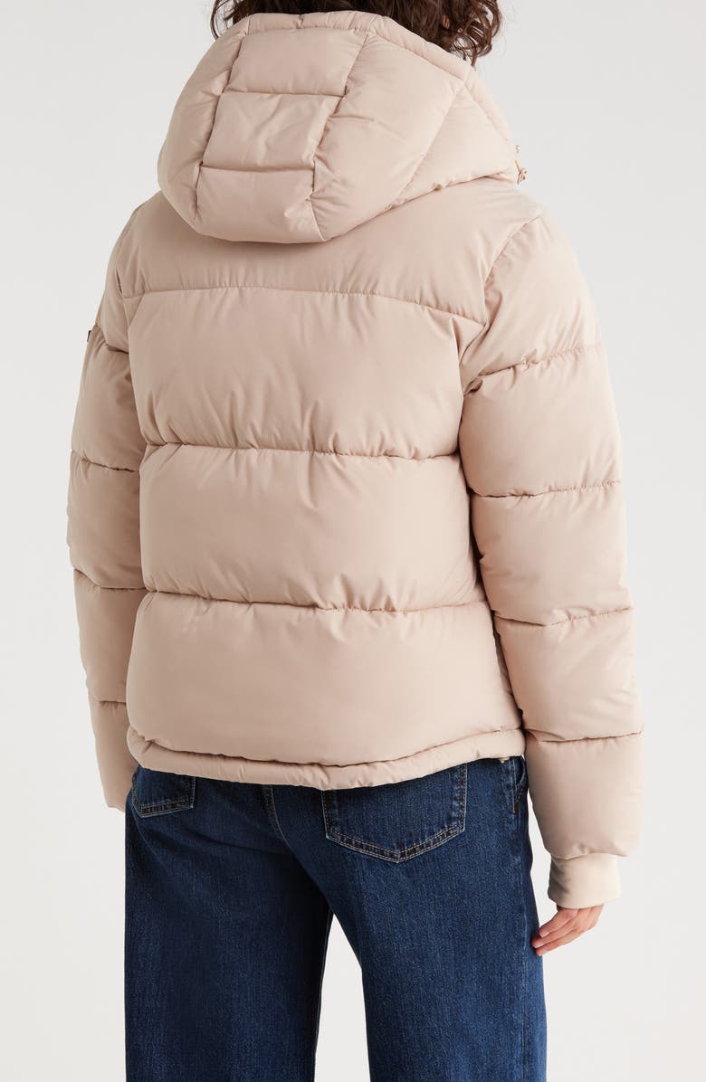 BCBGeneration Missy Hooded Water Resistant Crop Puffer Jacket, Alternate, color, Putty