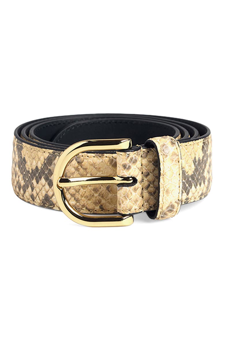 Fe Snakeskin Print Leather Belt, Alternate, color, NATURAL ROCCIA