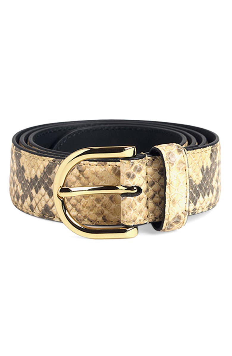 Favorite Daughter Fe Snakeskin Print Leather Belt, Alternate, color, Natural Roccia