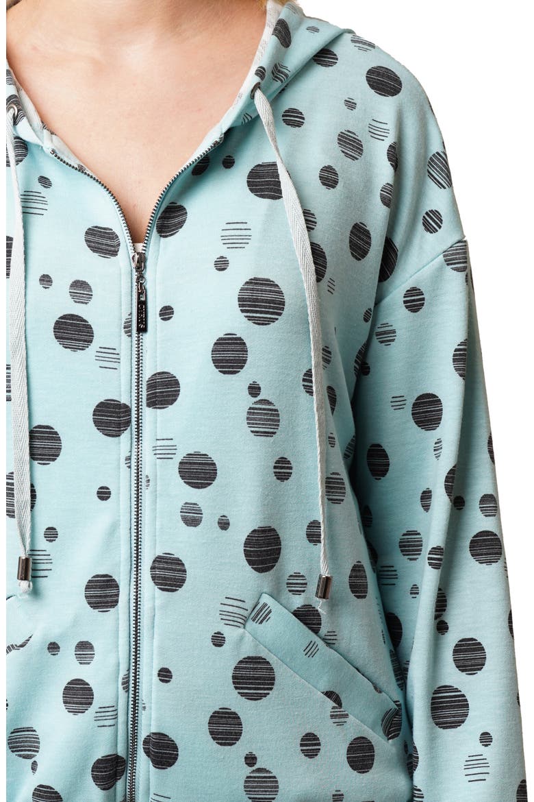 Dots Terry Zip Hoodie, Alternate, color, PASTEL BLUE/ BLACK
