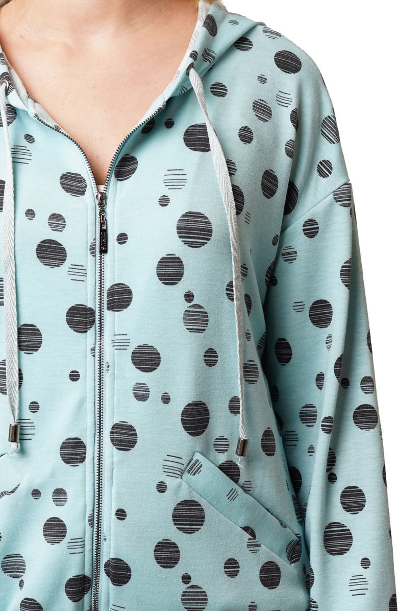 CYRUS Dots Terry Zip Hoodie, Alternate, color, Pastel Blue/ Black