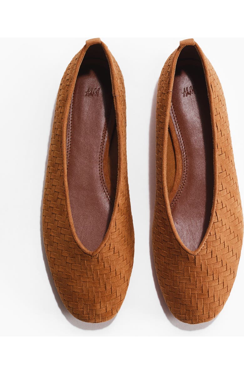 H&M Braided Ballet Pumps, Main, color, Brown