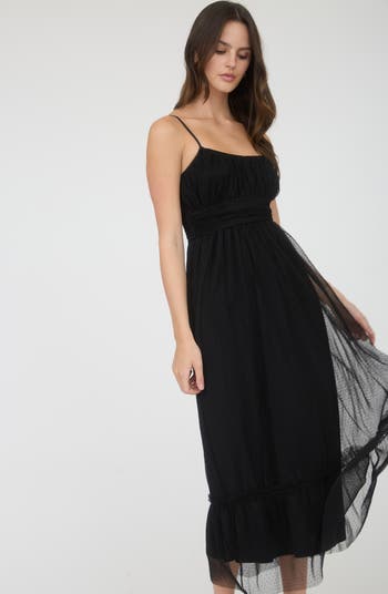 Empire Waist Mesh Midi Dress