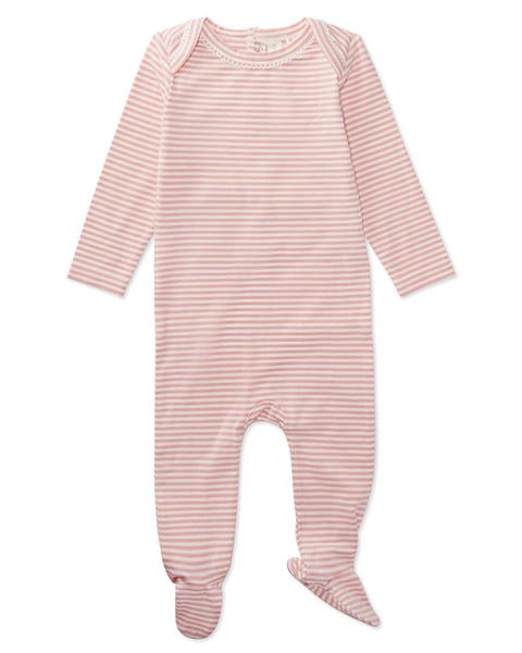 Kid's Striped Cotton/Modal Shoulder-Flap Footie