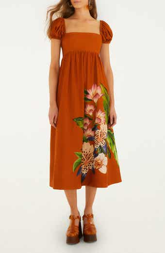 Hilo Arrangement Linen Blend Midi Dress