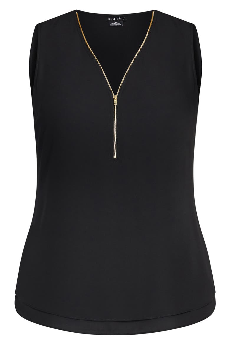 Sexy Zip Sleeveless Top, Alternate, color, BLACK