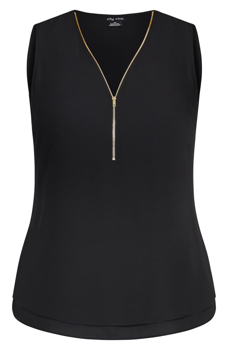 City Chic Sexy Zip Sleeveless Top, Alternate, color,