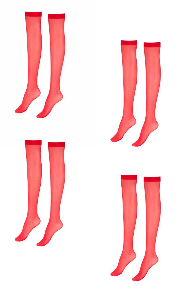 LECHERY<sup>®</sup> 6-Pack Glossy Sheer Fashion Socks, Main, color, Red