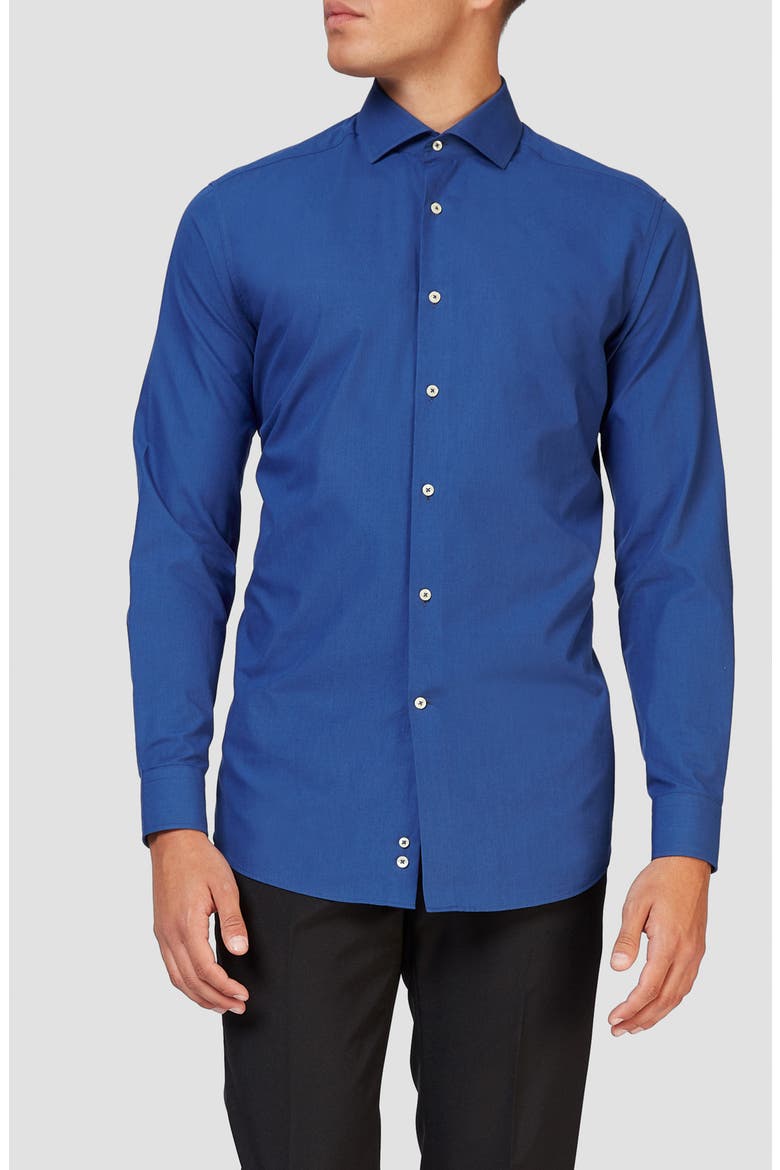 Navy Royale Modern Tailored Fit Wrinkle Resistant Button-Up Shirt, Main, color, BLUE