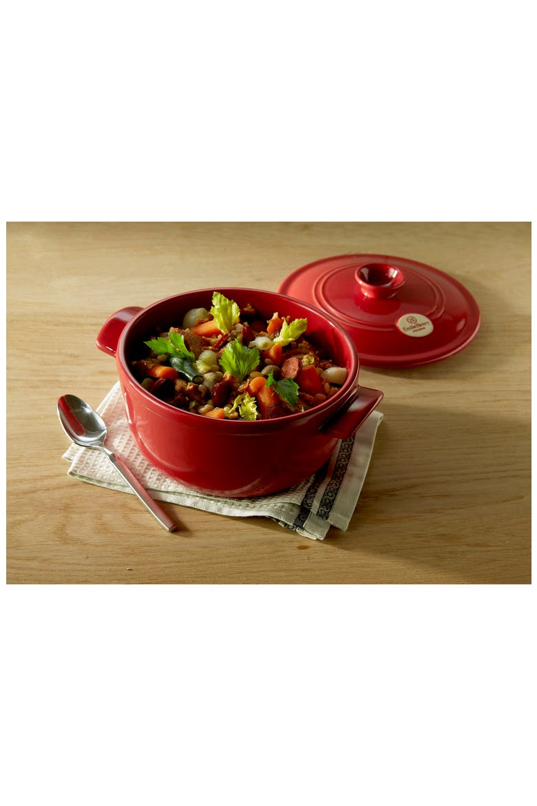 4.2-Quart Round Ceramic Dutch Oven, Alternate, color, BURGUNDY
