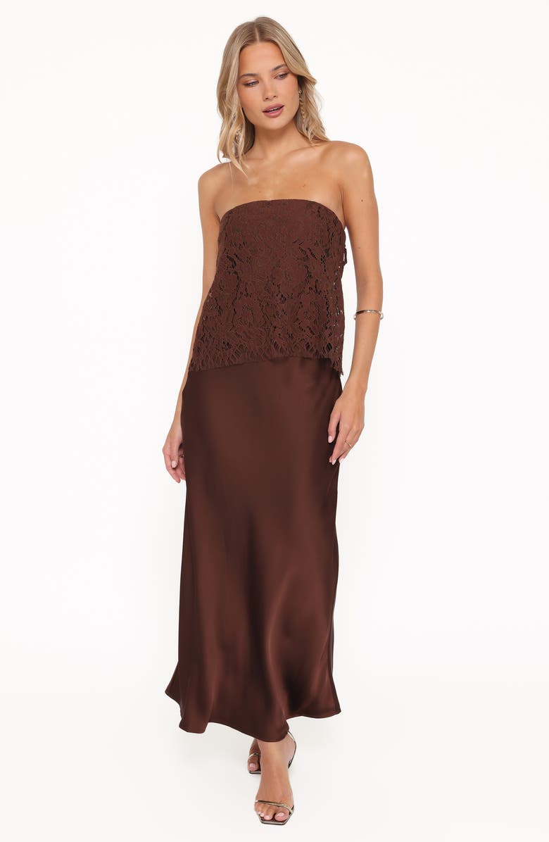 Petal & Pup Lelita Strapless Maxi Dress, Alternate, color, Brown
