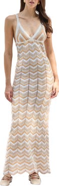 Capittana Alaia Stripe Cover-Up Maxi Sweater Dress