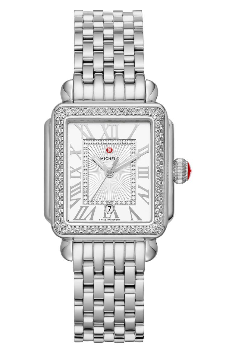 Deco Madison Mid Diamond Bracelet Watch, 29mm x 31mm, Main, color, SILVER