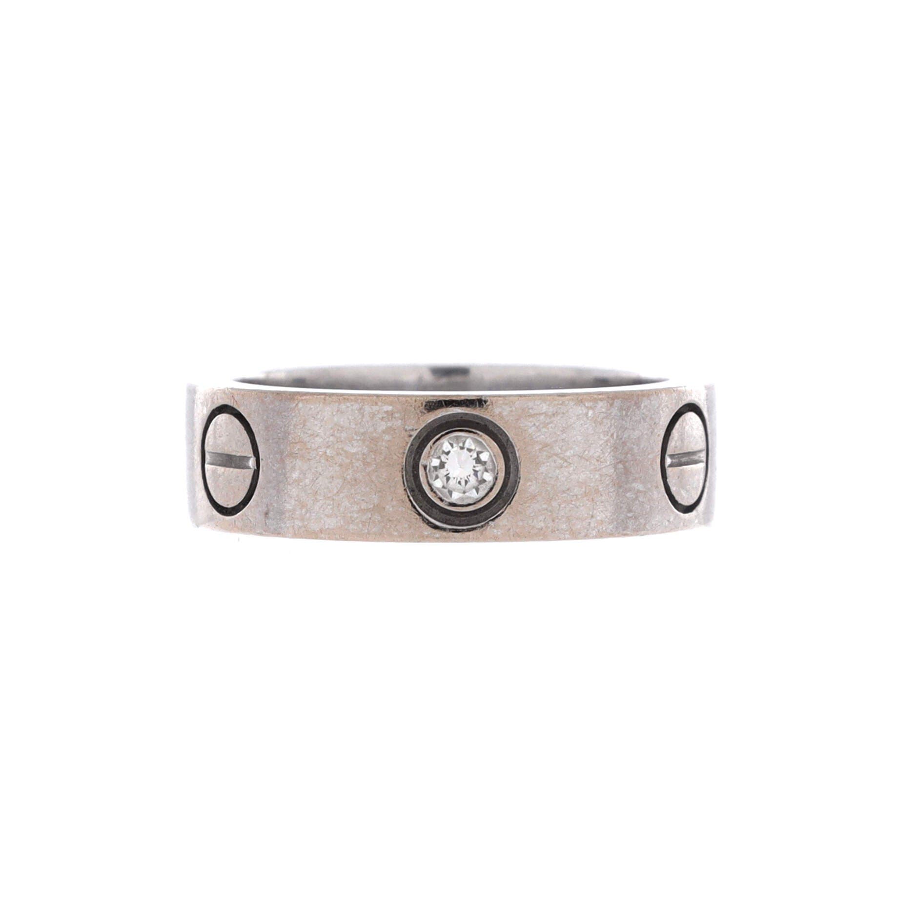 Love 3 Diamonds Band Ring 18K White Gold with Diamond, Main, color, Metallic Gold