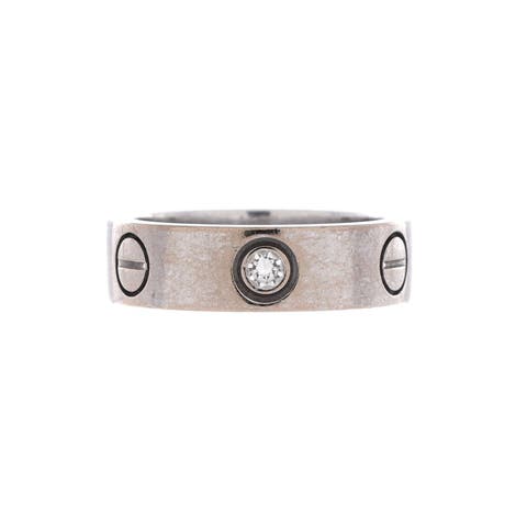 Love 3 Diamonds Band Ring 18K White Gold with Diamond