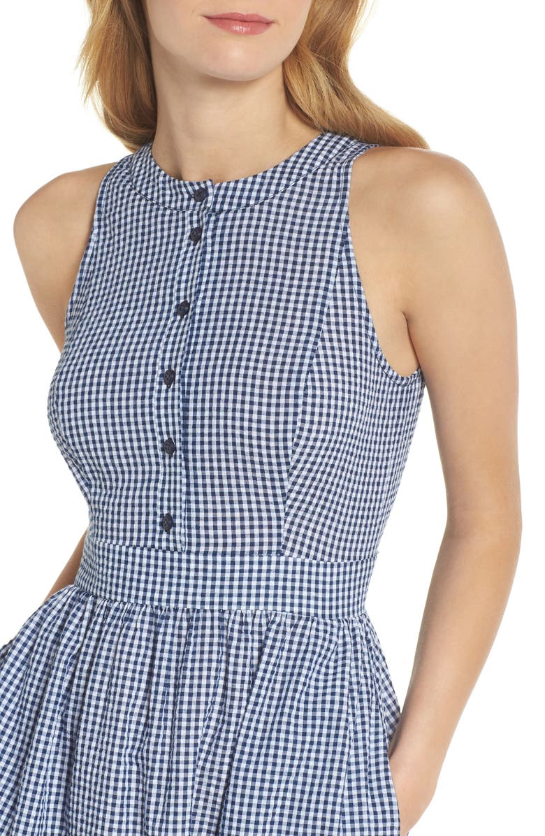 Gal Meets Glam Collection Ardith Gingham Fit & Flare Midi Dress, Alternate, color,