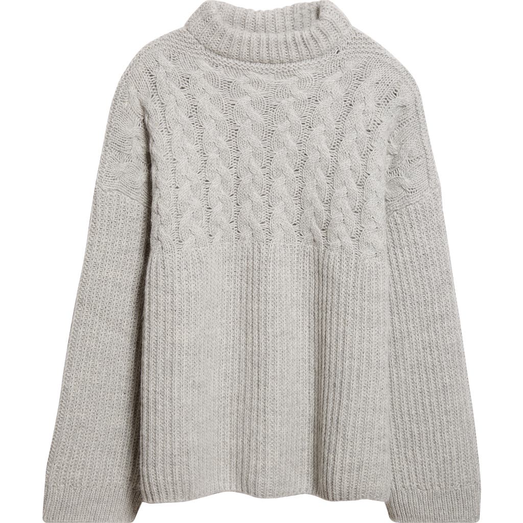 Cecilie Bahnsen Belinda Mixed Stitch Wool & Alpaca Sweater In Gray