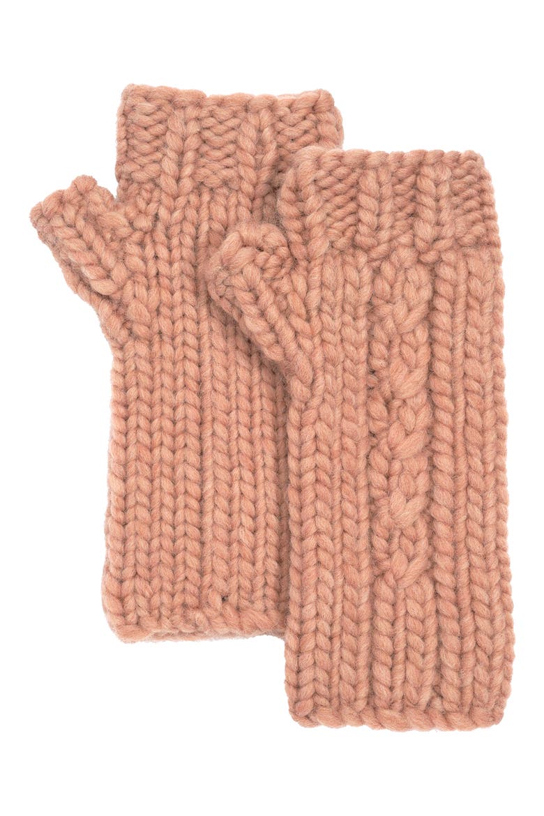 Handknit Cable Knit Hand Warmers, Main, color, CUBAN SAND