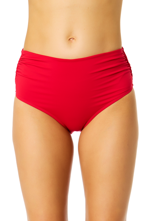 Women's Live In Color Solid Convertible High Waist Shirred Swim Bottom