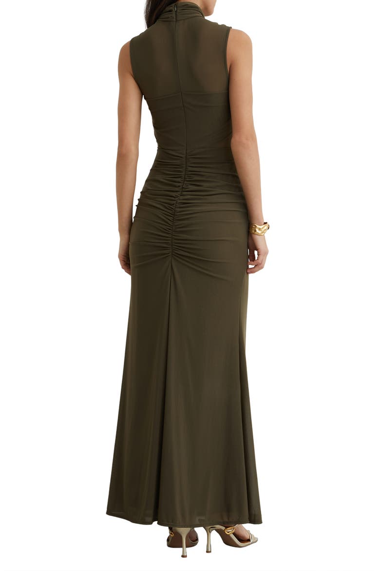 Collette Ruched Maxi Dress, Alternate, color, KHAKI GREEN