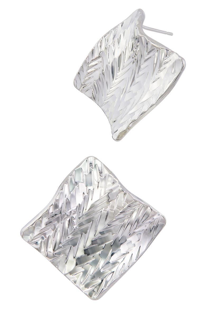 Textured Wave Stud Earrings, Main, color, WHITE