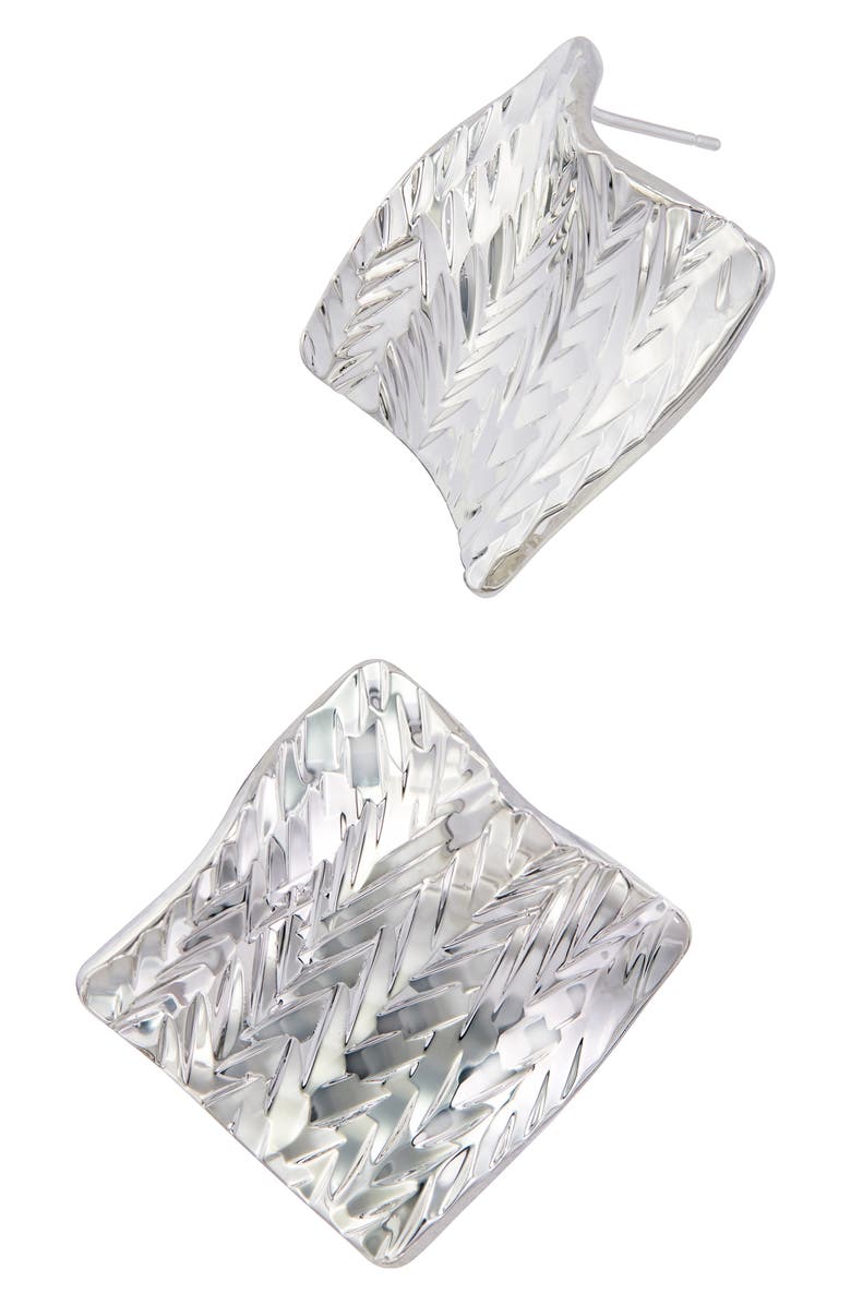 SAVVY CIE JEWELS Textured Wave Stud Earrings, Main, color, White