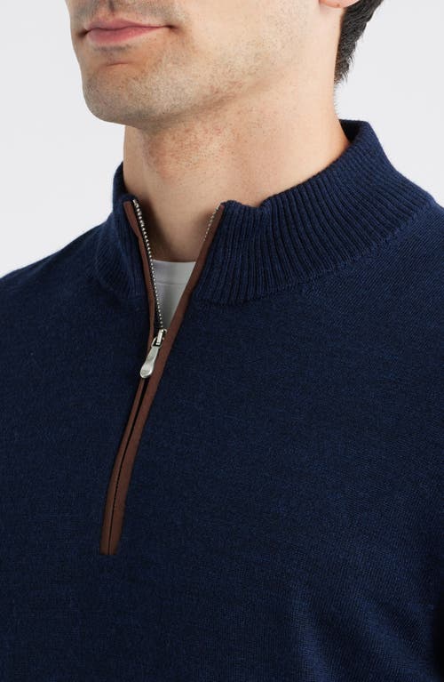 Johnnie-o Raynor Merino Wool Quarter Zip Sweater In Blue