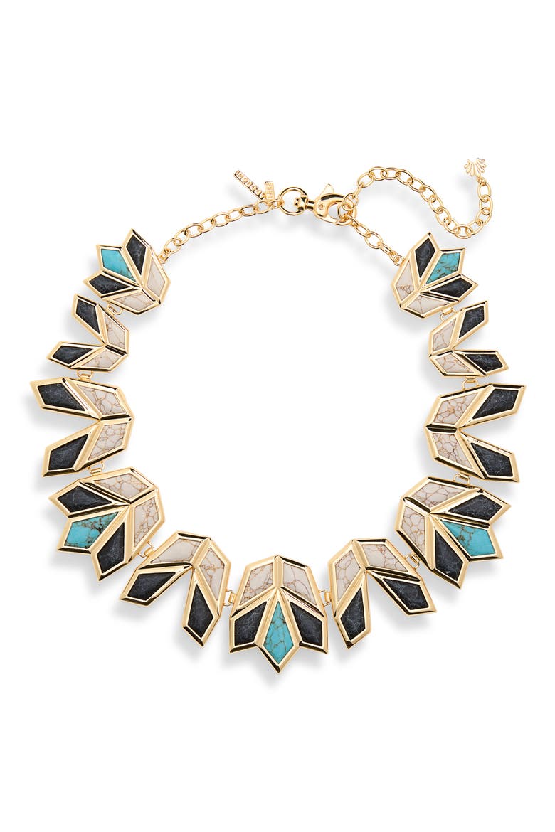 Stone Lotus Necklace, Main, color, ONYX TURQUOISE