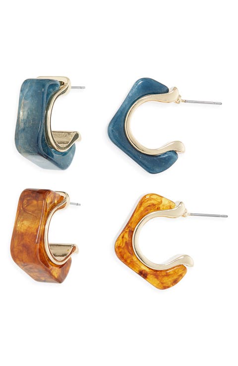 Set of 2 Resin Hoop Earrings