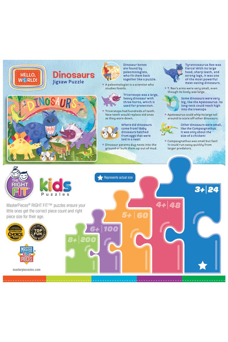 Hello, World! Dinosaurs 24 Piece Puzzle, Alternate, color, Multicolor