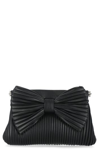 Jessica Mcclintock Vivienne Pleated Bow Faux Leather Clutch