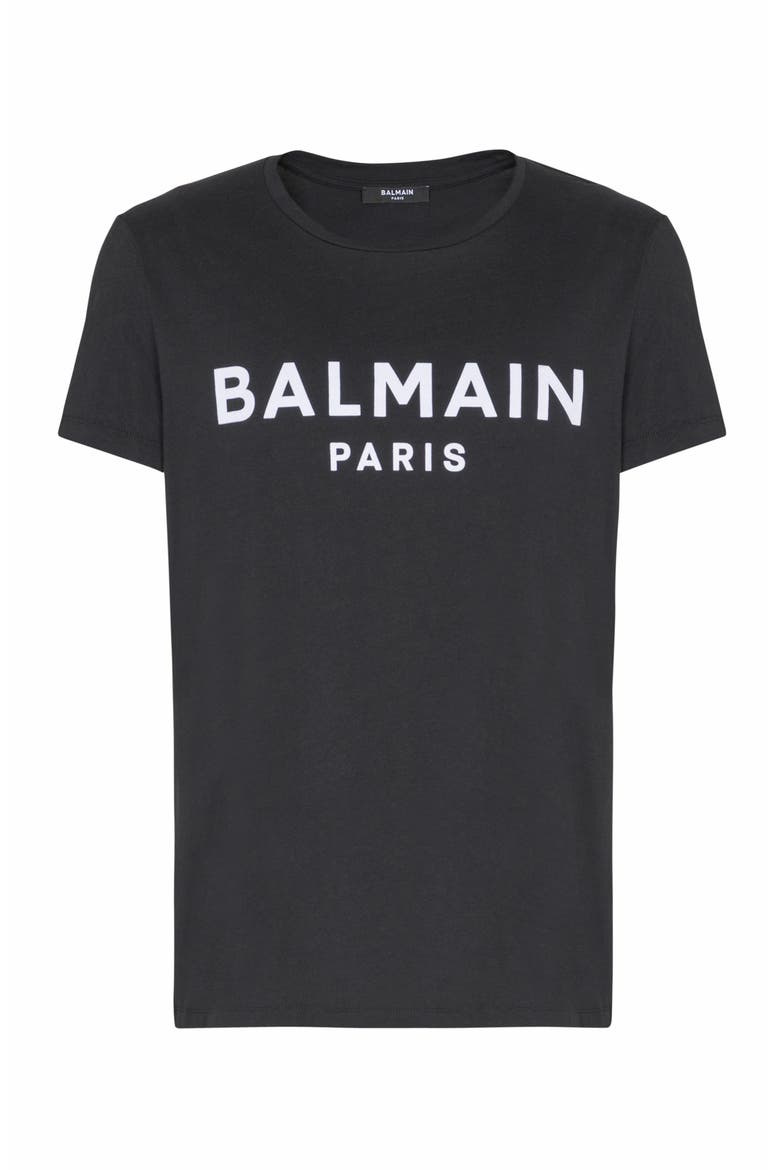 T-Shirt With Balmain Paris Print, Alternate, color, Black